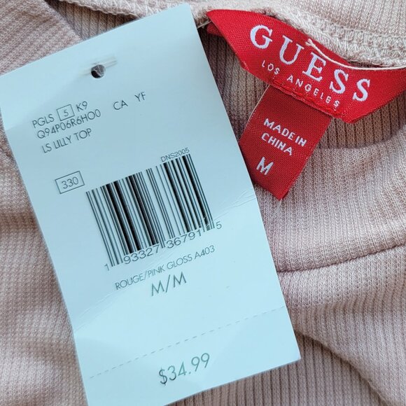 Guess Women's Long Sleeve Rib Cutout Sweater in Light Pink - Picture 8 of 11